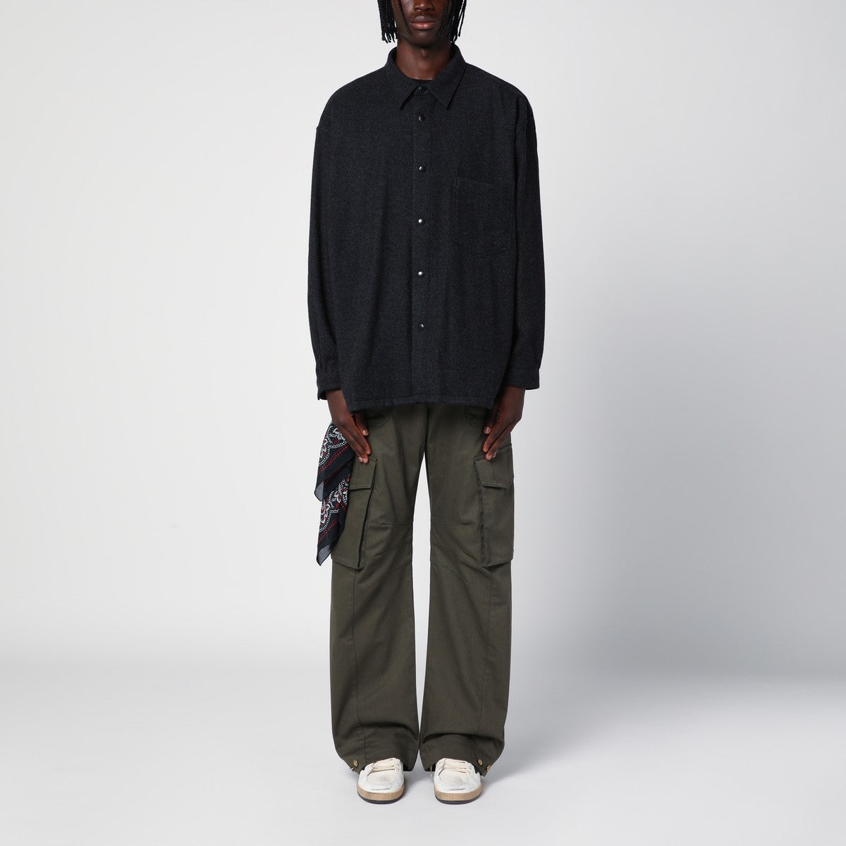 Destin Charcoal grey wool and cashmere overshirt